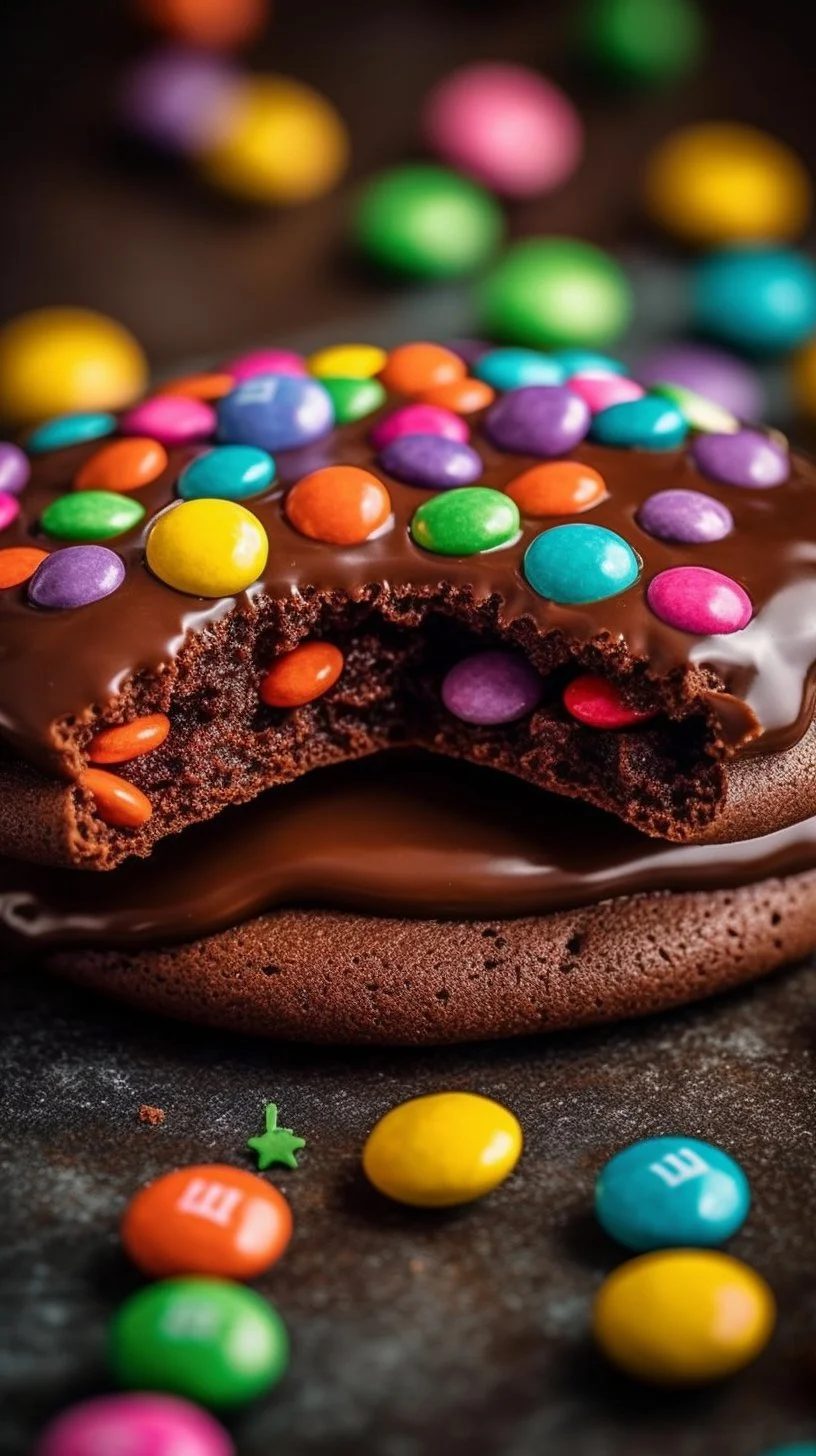 Cosmic Brownie Style Cookies topped with chocolate and colorful sprinkles