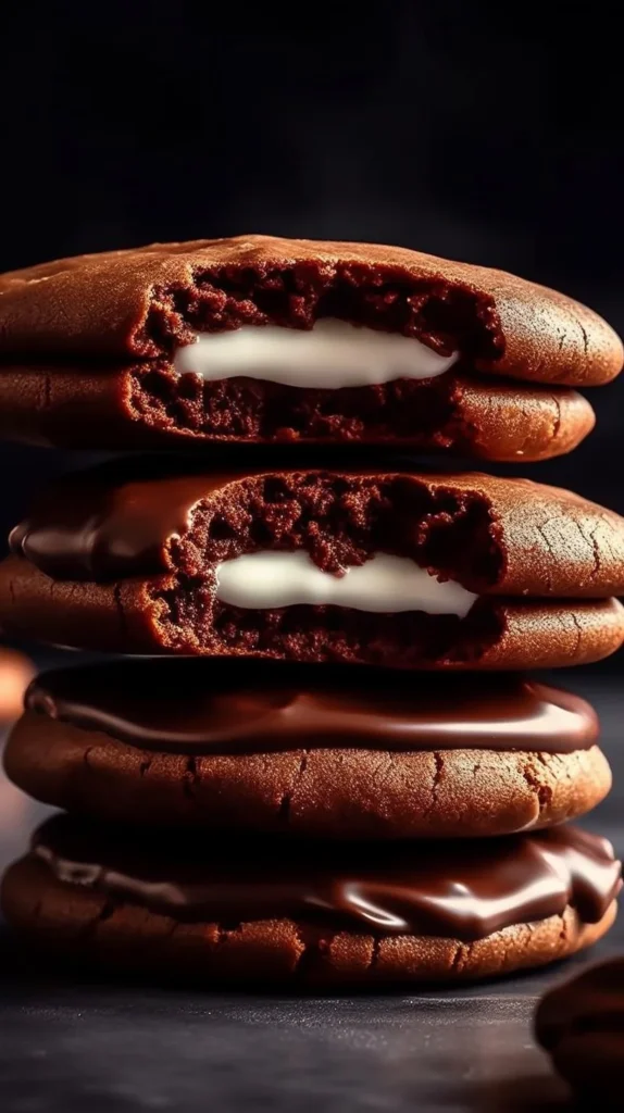 Marshmallow Hot Cocoa Surprise Cookies stacked on a plate, perfect winter treat.