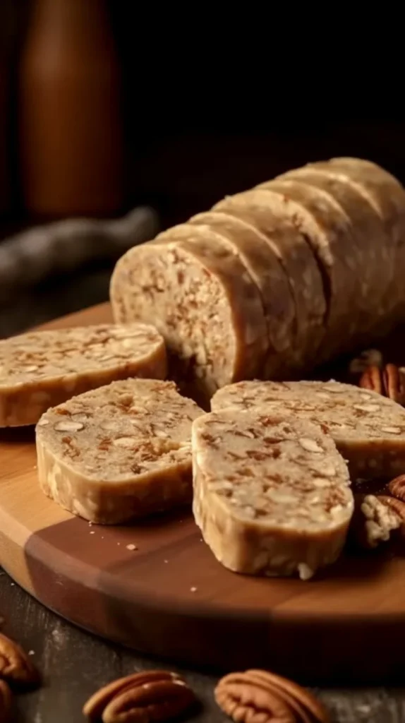 Nana's 3-Ingredient Pecan Log dessert ready to be served.