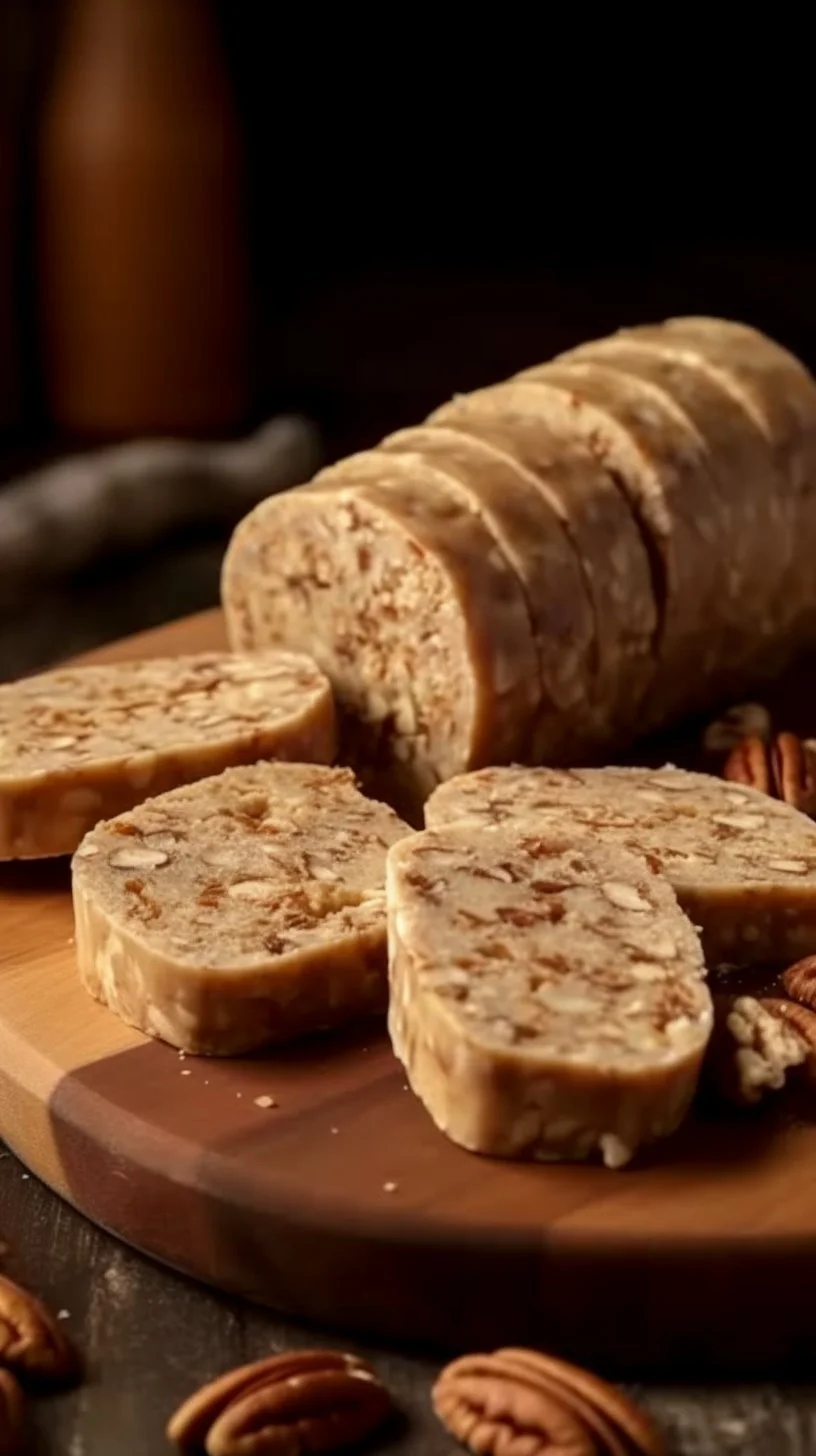 Nana's 3-Ingredient Pecan Log dessert ready to be served.