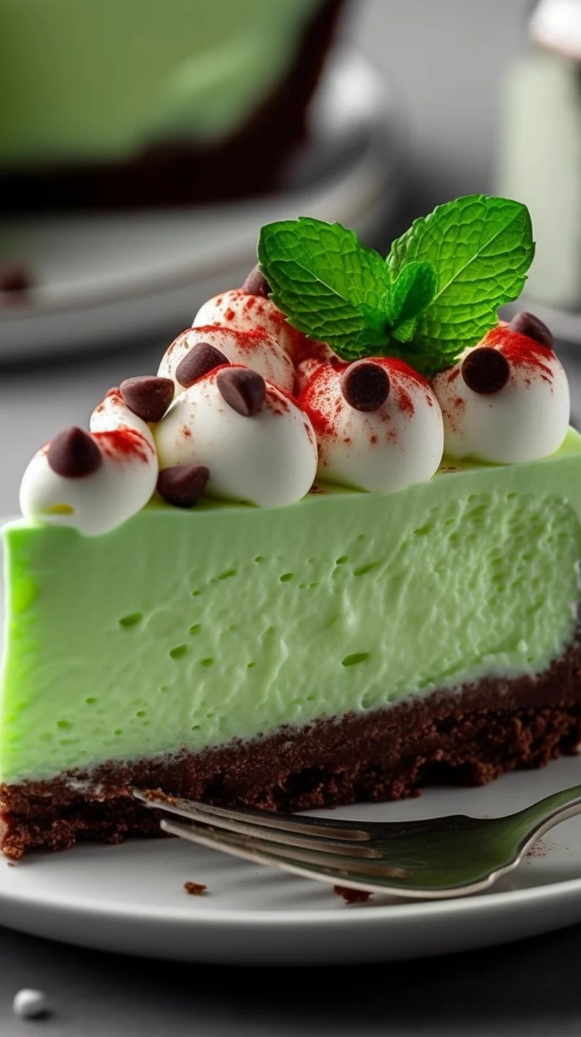 No-Bake Grinch Christmas Cheesecake decorated for festive celebrations
