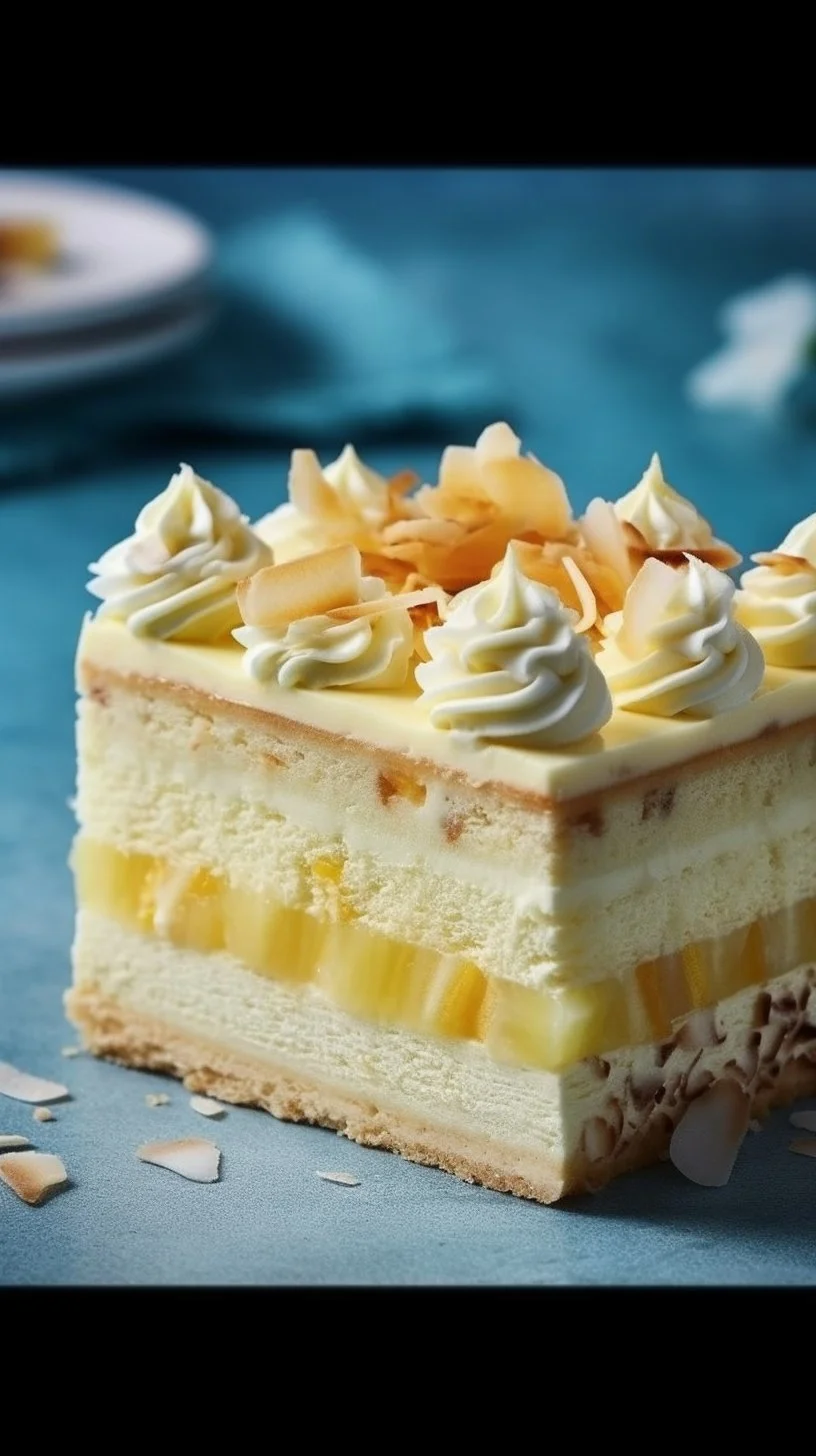Delicious Pineapple Cream Cheese Cake slices on a plate