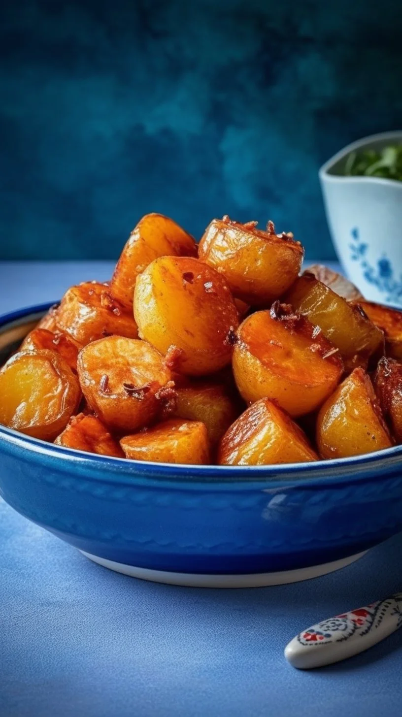 Crispy roasted potatoes with a spicy hot honey glaze