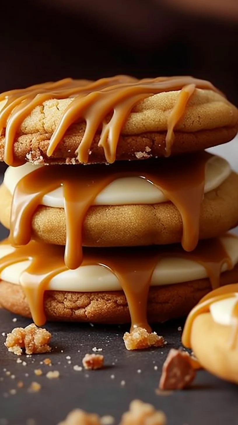 Delicious salted caramel cheesecake cookies on a platter