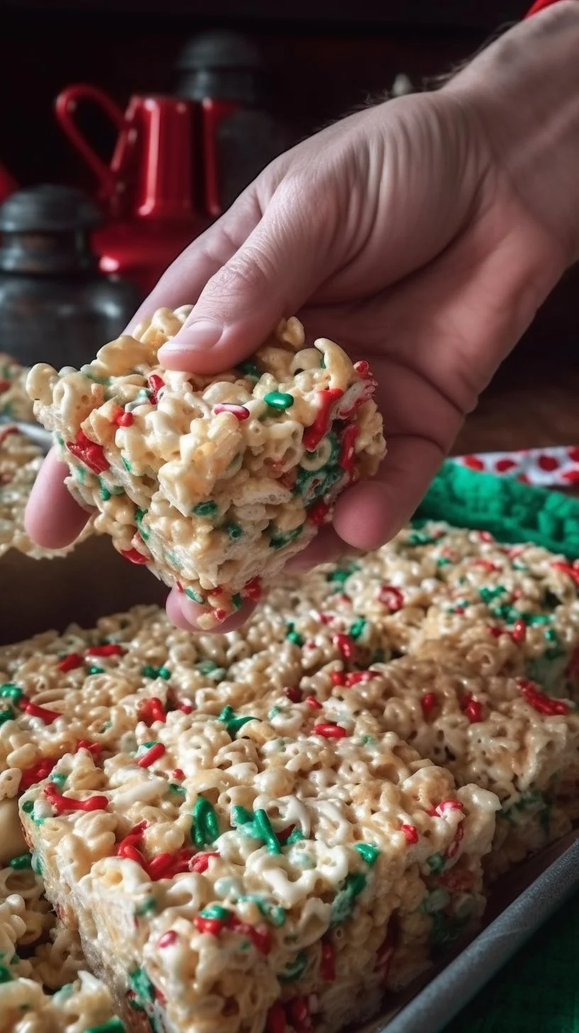 Plate of Sugar Cookie Rice Krispie Treats topped with sprinkles
