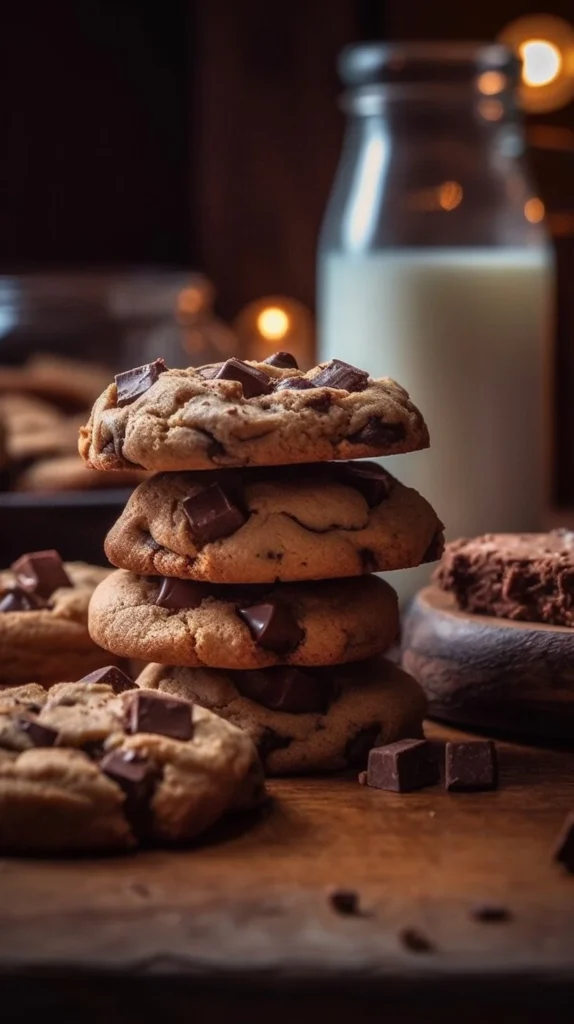 100 Layer Chocolate Chip Cookies stacked on a plate, showcasing their delicious layers.