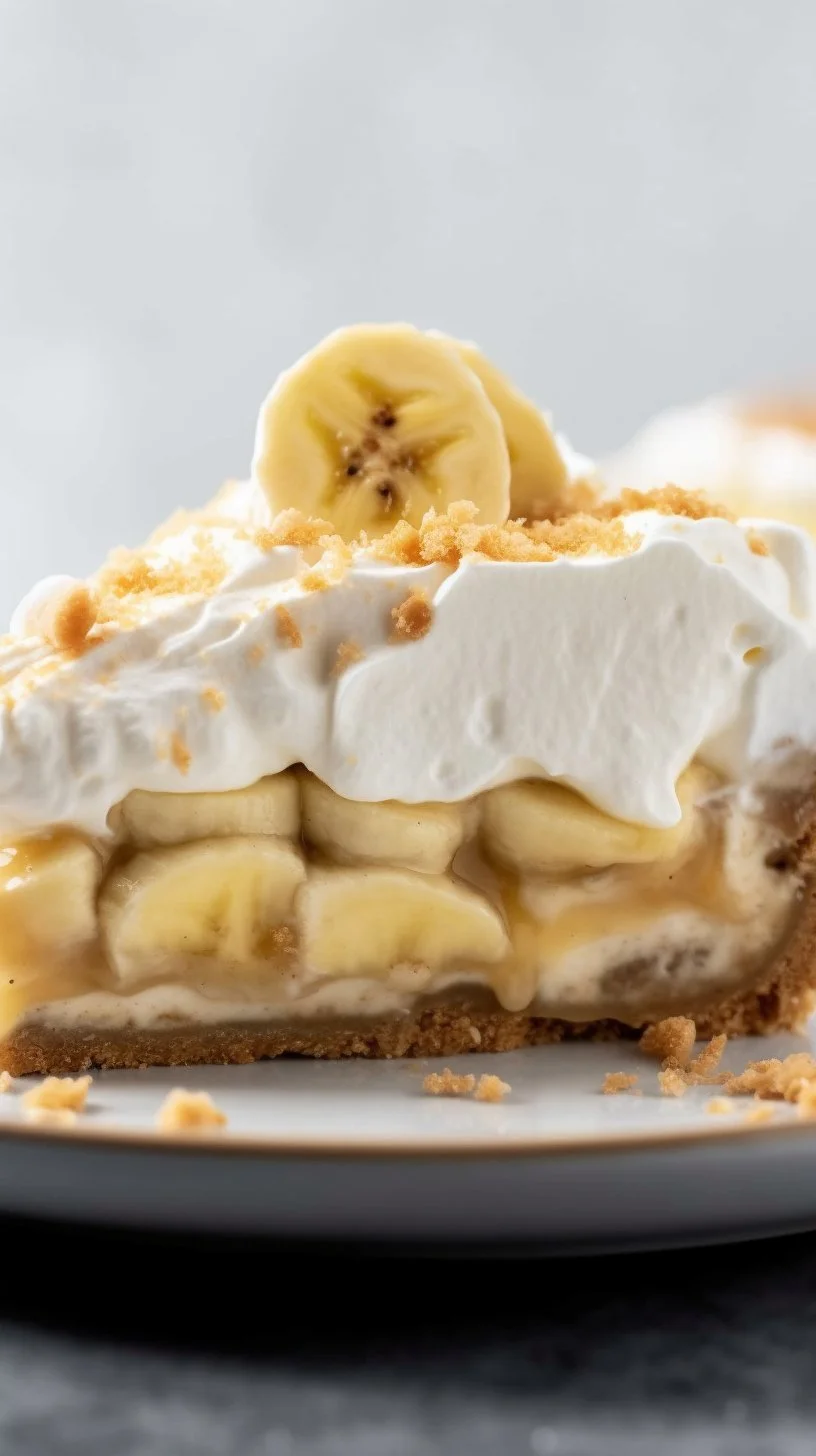 Delicious Banoffee Pie topped with bananas and whipped cream