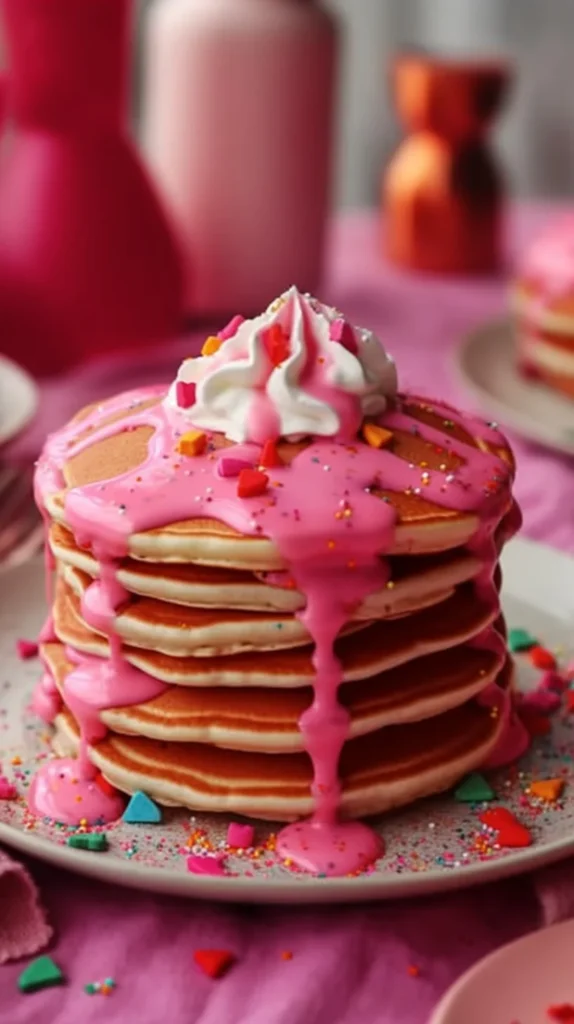 Delicious beetroot pancakes served with toppings on a plate.
