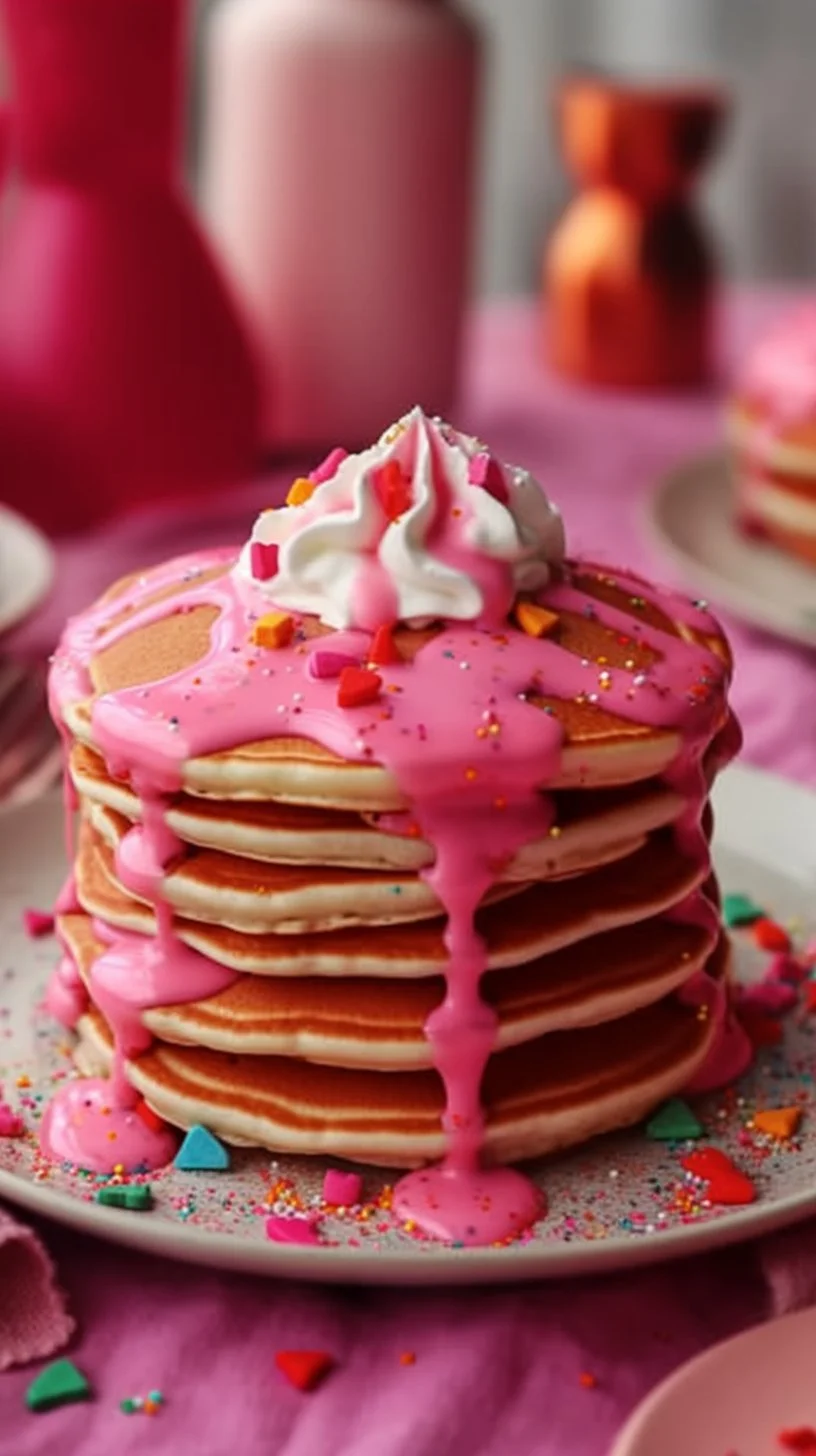 Delicious beetroot pancakes served with toppings on a plate.