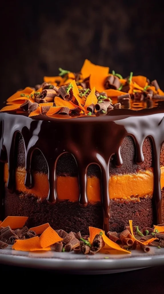 Slice of Brazilian carrot cake with chocolate icing on a plate