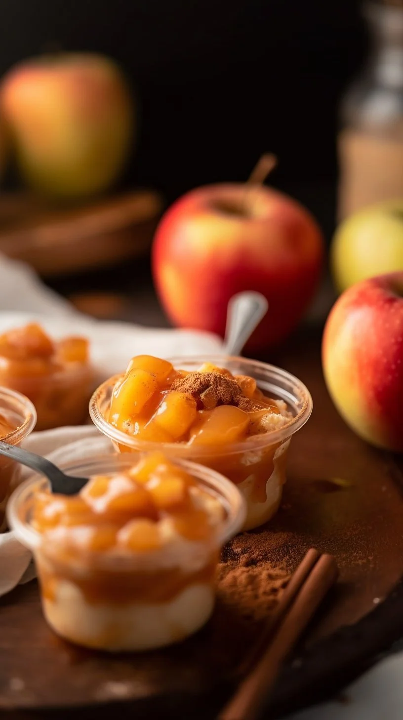 Delicious Caramel Apple Dessert Cups in glass cups with toppings
