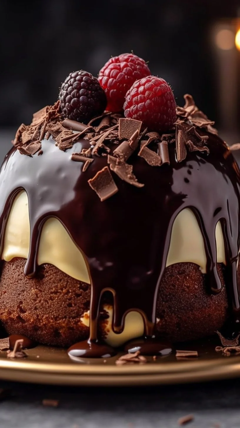 Chocolate and cream cheese cake topped with creamy frosting and chocolate shavings