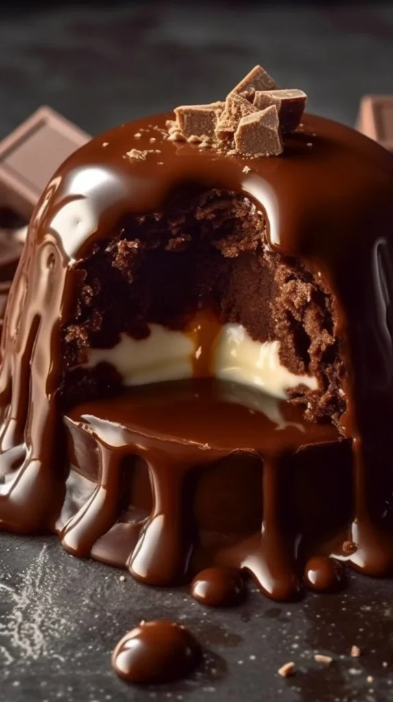 Delicious Chocolate Lava Cheesecake with molten chocolate center