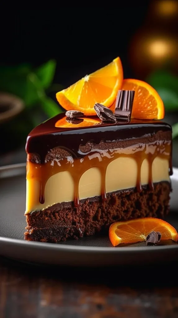 Delicious Chocolate Orange Cheesecake with rich chocolate and orange topping
