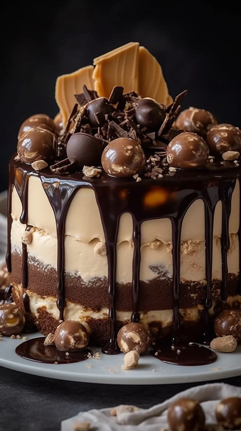 Delicious Coffee and Fudge Ice Cream Cake with rich chocolate and coffee flavors