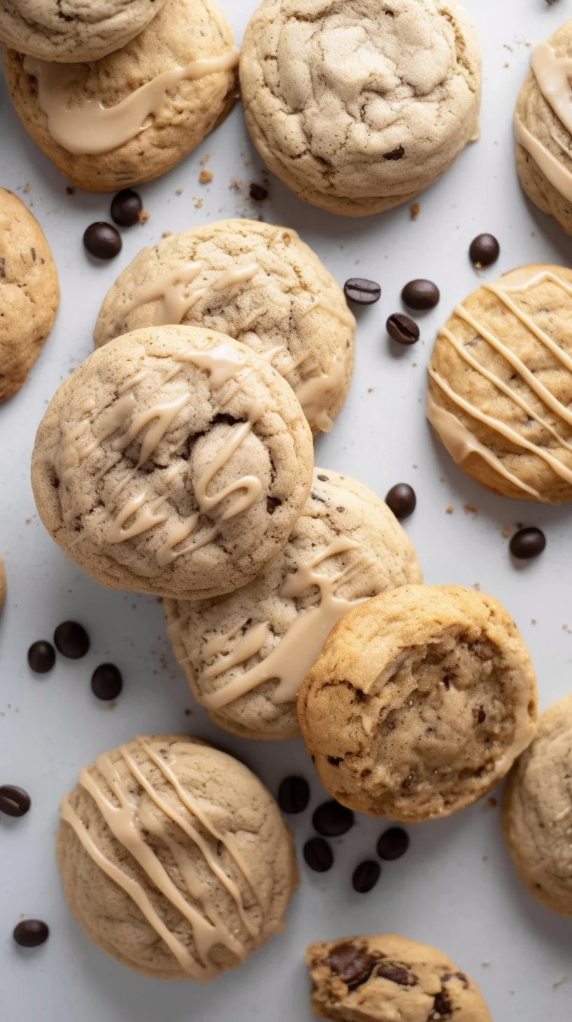 Delicious coffee cookies with a shiny glaze on a plate