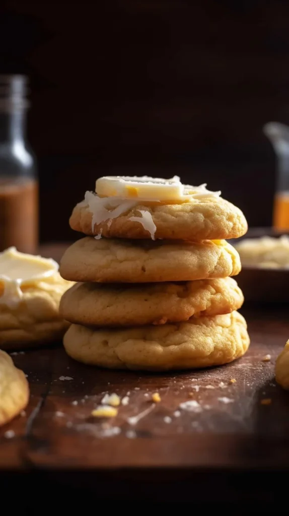 Delicious homemade cornbread cookies on a rustic wooden plate