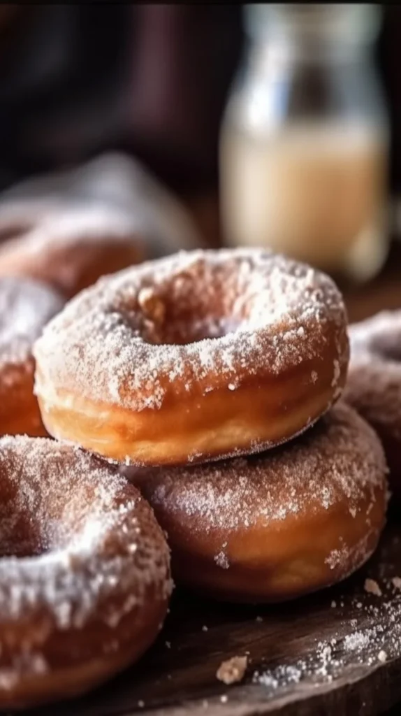 Freshly baked crumb donuts topped with a sugary glaze.