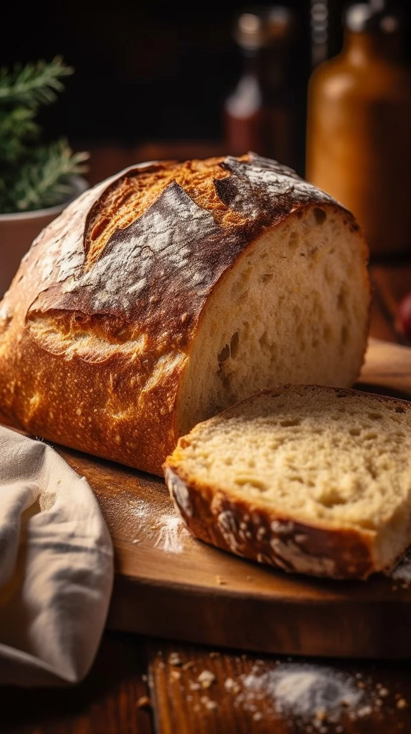 Loaf of freshly baked festive Christmas bread adorned with holiday decorations