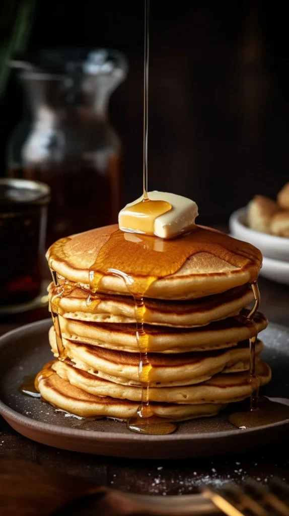 Delicious gingerbread pancakes topped with syrup and spices
