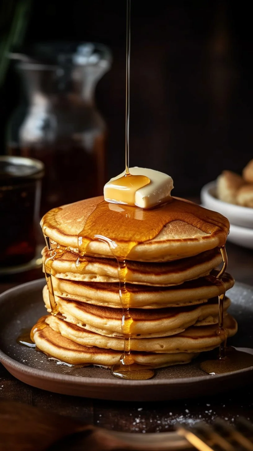 Delicious gingerbread pancakes topped with syrup and spices