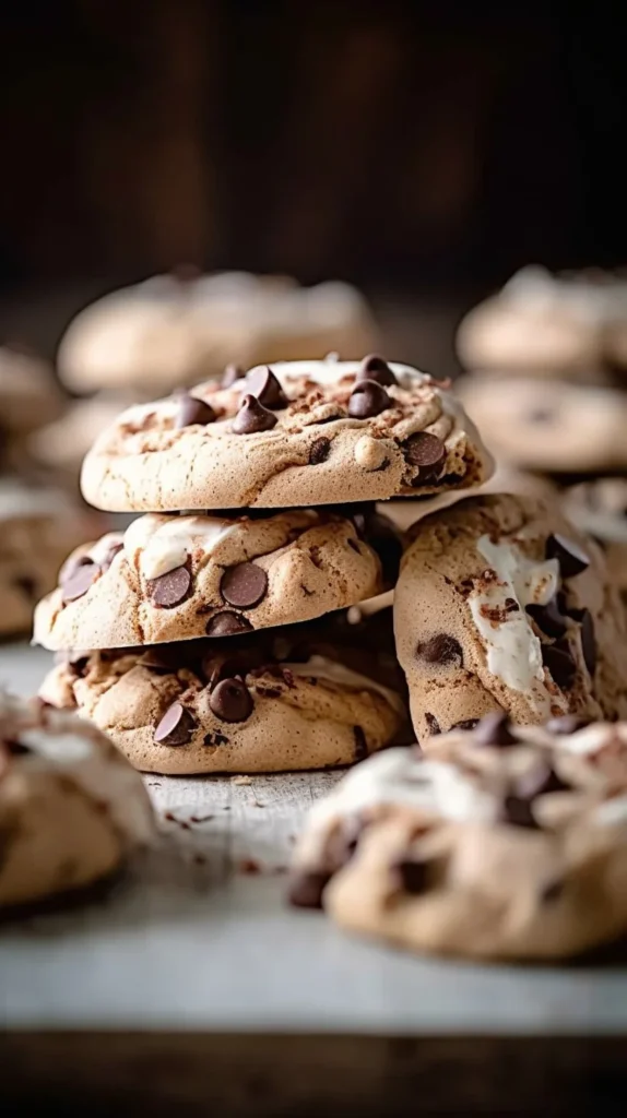 Delicious hot cocoa meringue cookies on a decorative plate