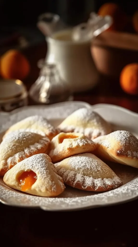 Freshly baked Kolacky Cookies with fruit filling on a plate