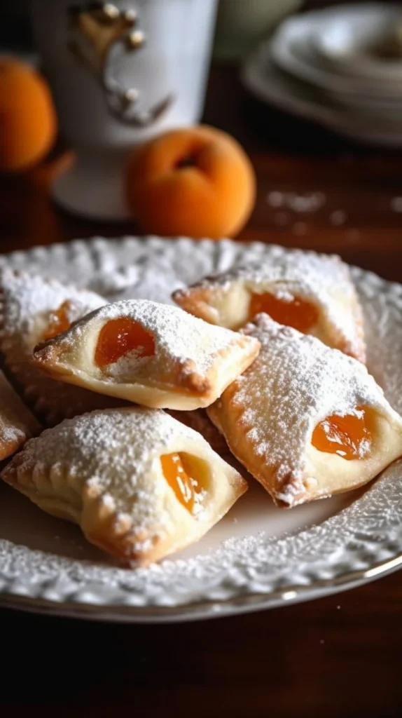 Freshly baked Kolacky Cookies filled with fruit preserves on a plate.