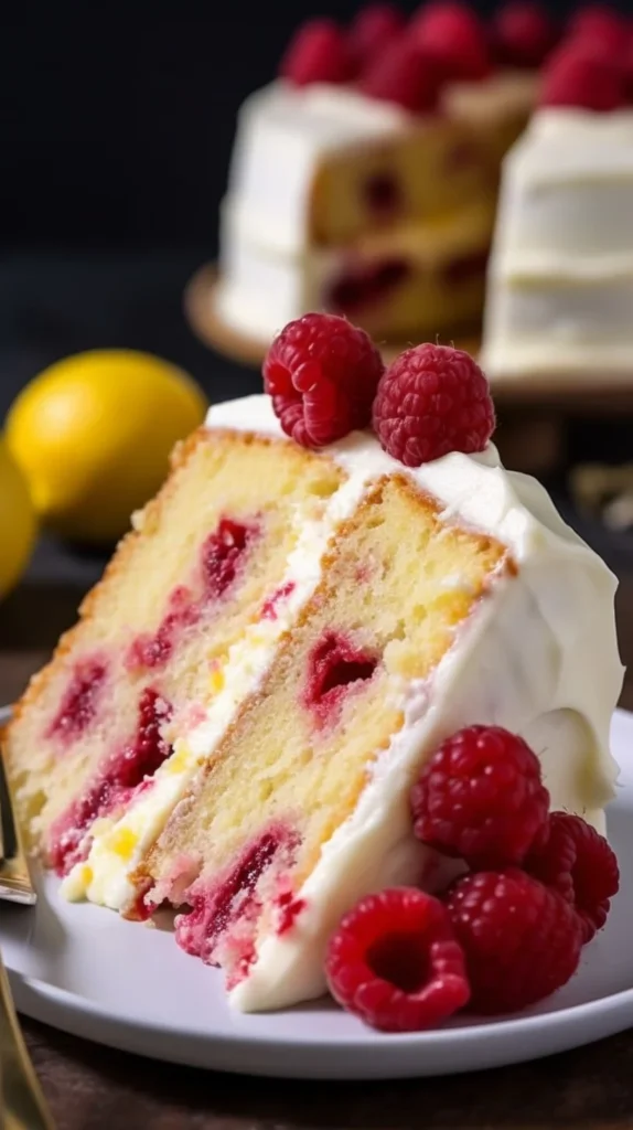 Lemon Raspberry Bundt Cake with vibrant raspberries and lemon glaze