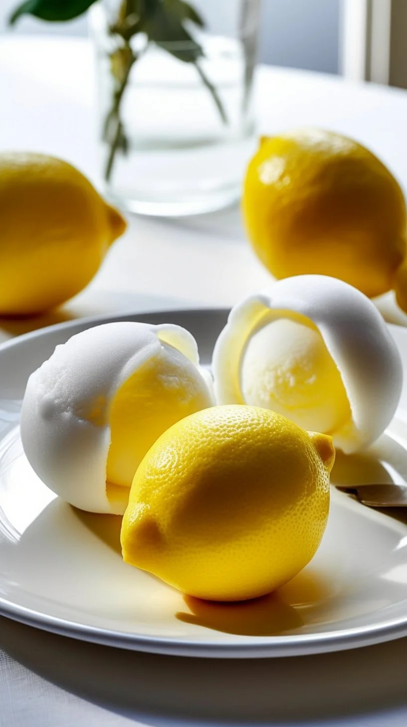 Delicious homemade Lemon Sorbet served in a chilled bowl