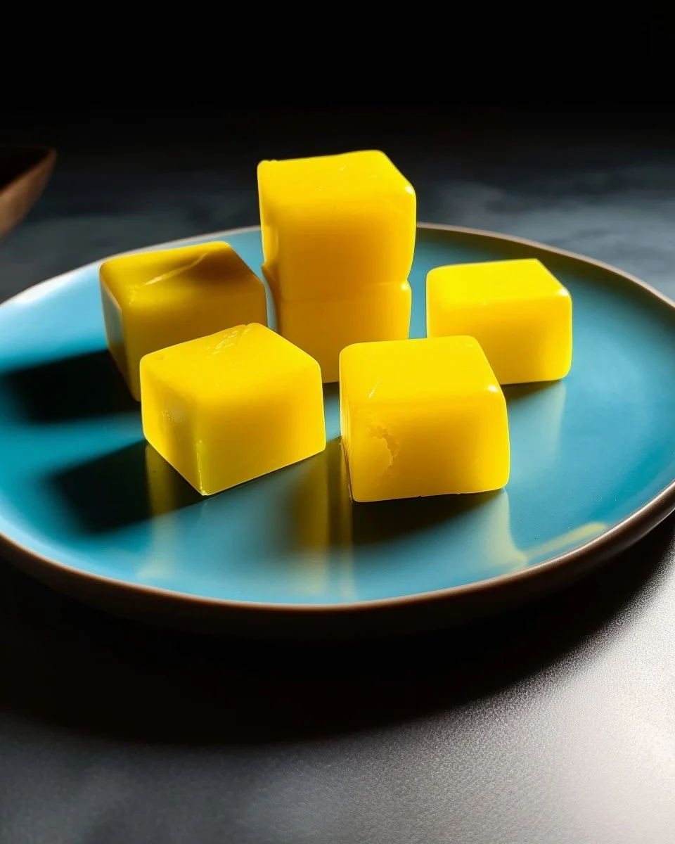 Homemade mango pudding served in a bowl garnished with fresh mango slices