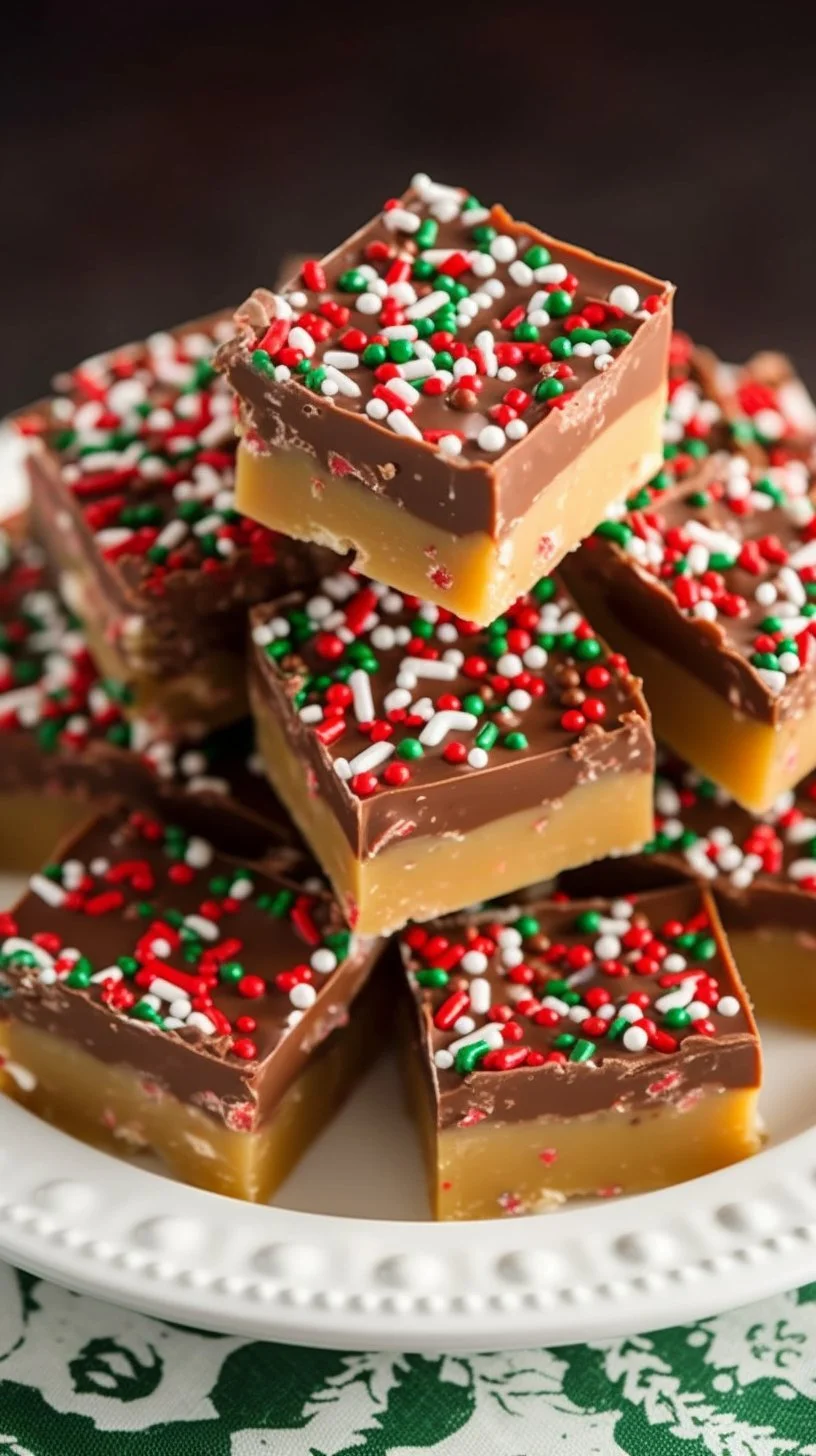 Delicious melt in your mouth toffee dessert on a rustic wooden table.