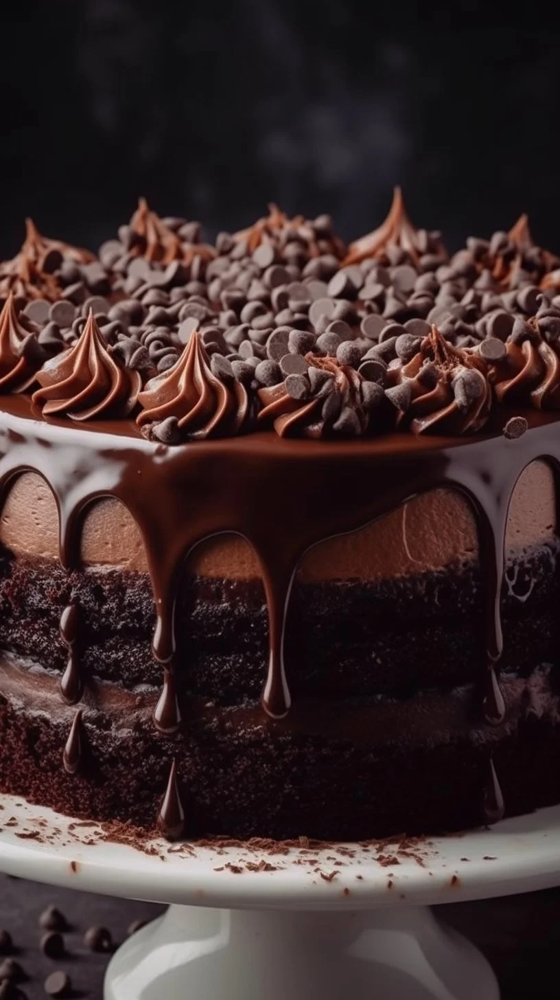 Mocha Poke Cake topped with chocolate and coffee flavors