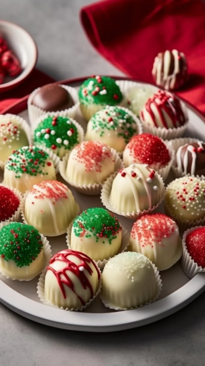 No-bake Christmas cheesecake bites decorated for festive occasions