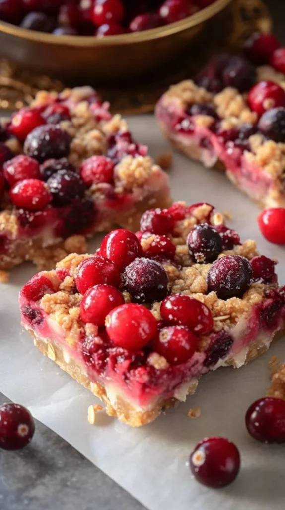 Delicious homemade oatmeal cranberry bars with oats and dried cranberries