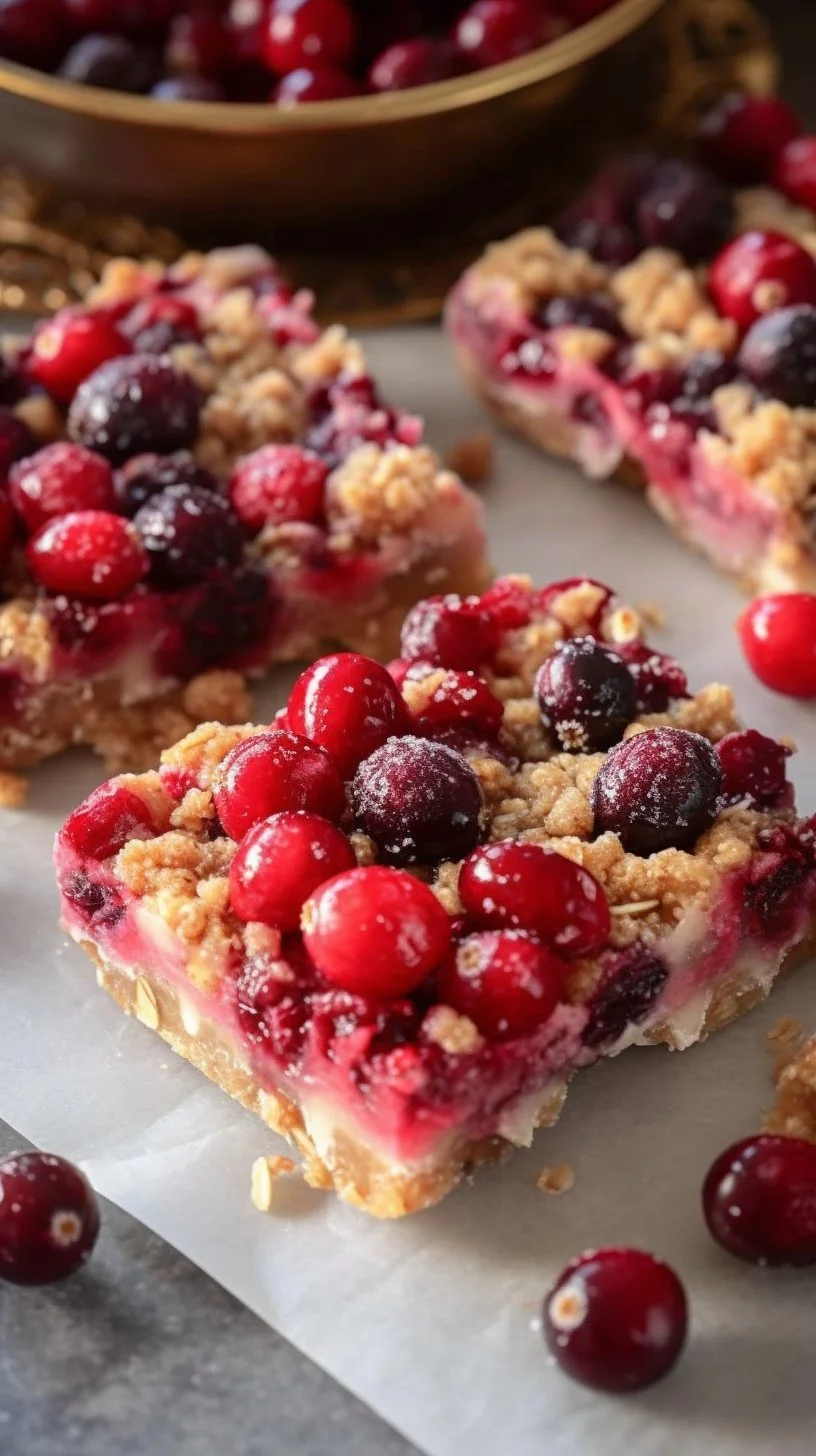 Delicious homemade oatmeal cranberry bars with oats and dried cranberries