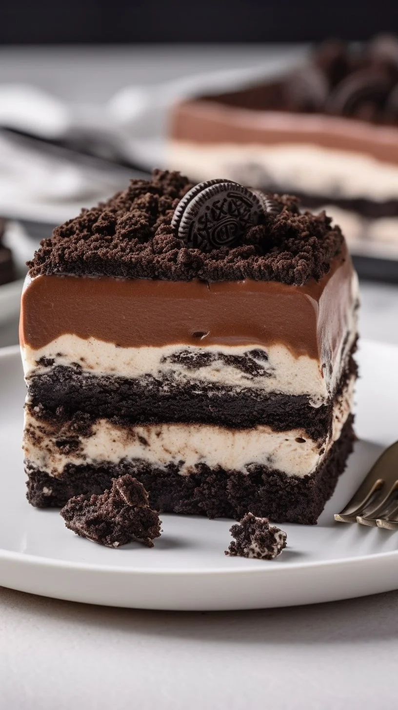Layered dessert featuring Oreo cookies and creamy filling - Oreo Lasagna
