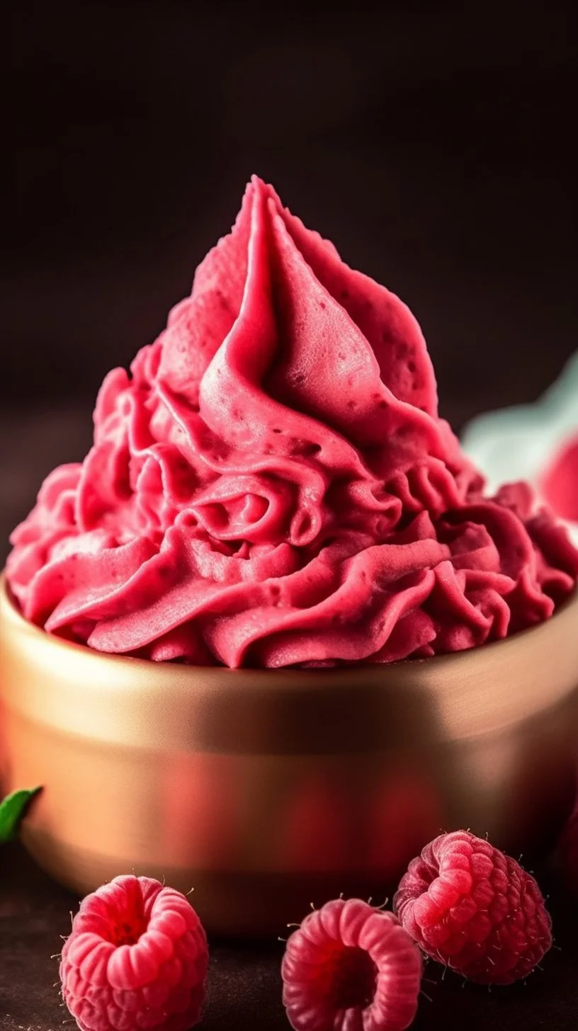 Delicious Raspberry Buttercream frosting on cupcakes