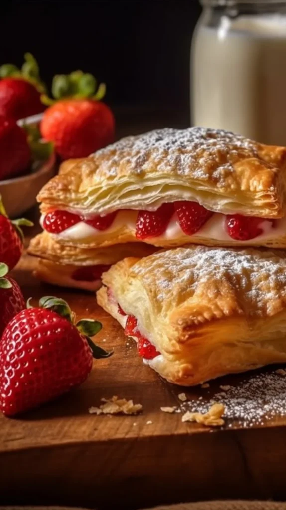 Strawberry Cheesecake Turnovers with fresh strawberries and creamy filling