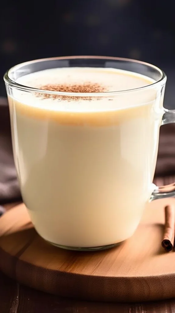 Delicious bowl of warm custard served with a sprinkle of nutmeg