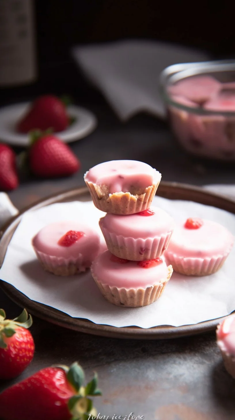 3 Ingredient Strawberry Yogurt Bites on a plate with fresh strawberries