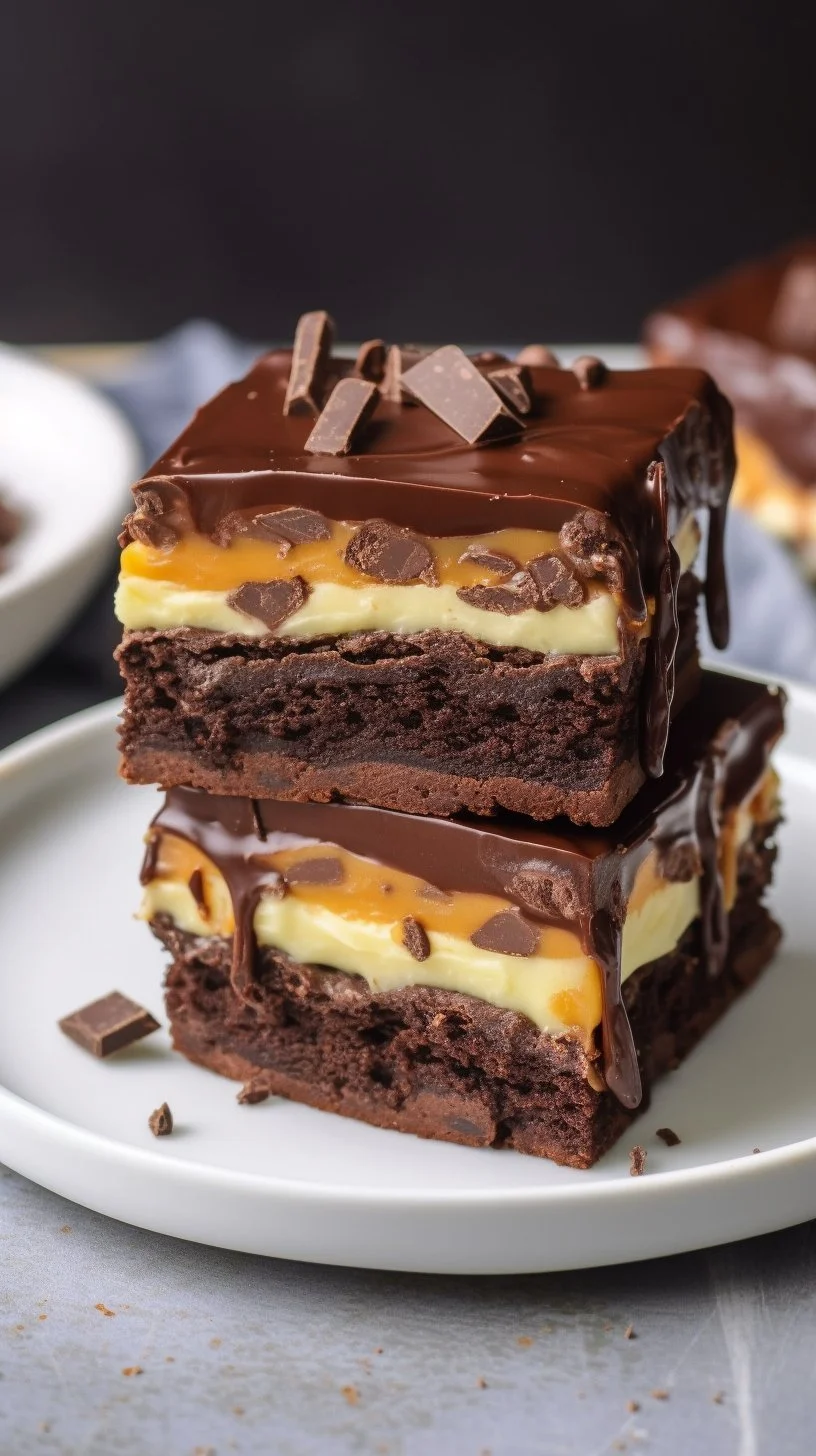 Decadent Billionaire Bars with chocolate and caramel layers