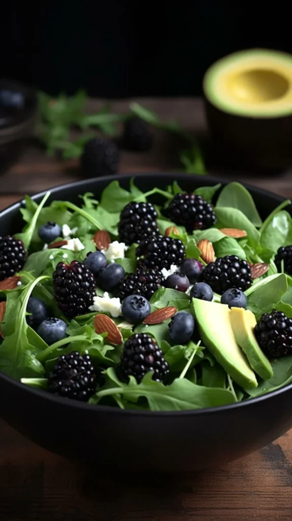Delicious Blackberry Avocado Arugula Salad with vibrant colors and healthy ingredients