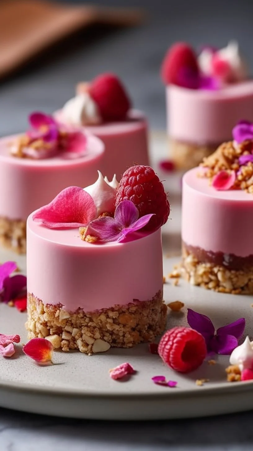 Blushing Pink Velvet Cream Cheese Truffle Bites elegantly displayed on a plate.