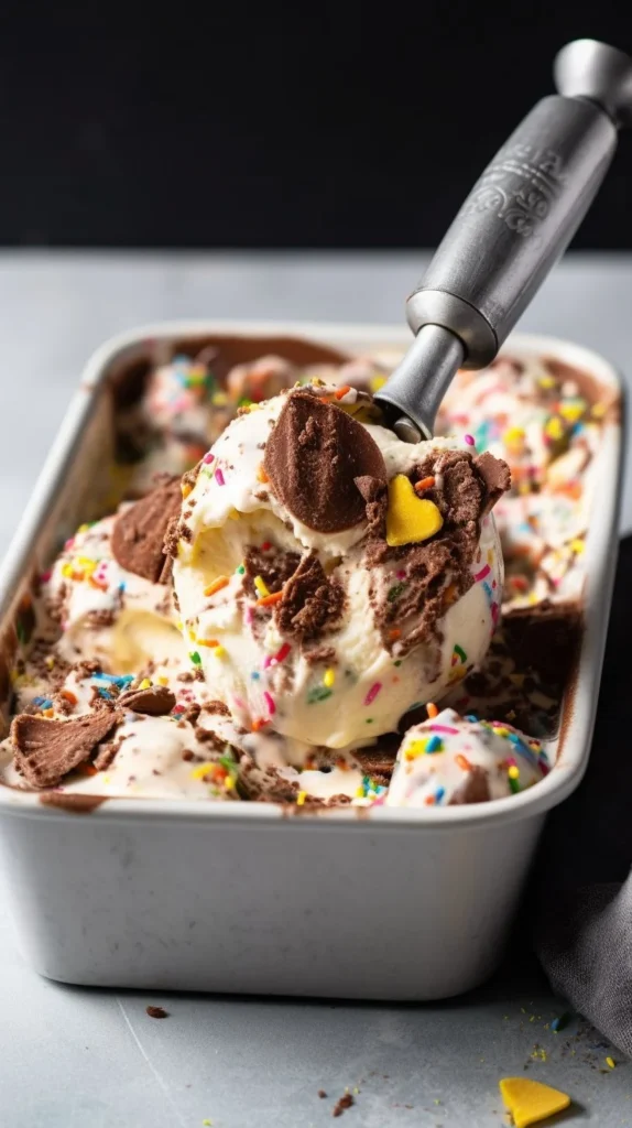 Delicious Cadbury Egg Ice Cream served in a bowl with chocolate drizzle.