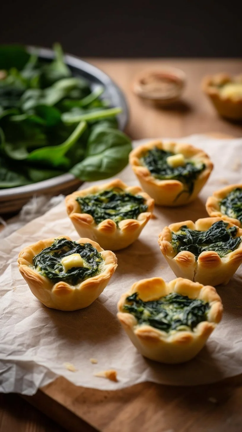 Cream cheese spinach puffs baked until golden and flaky