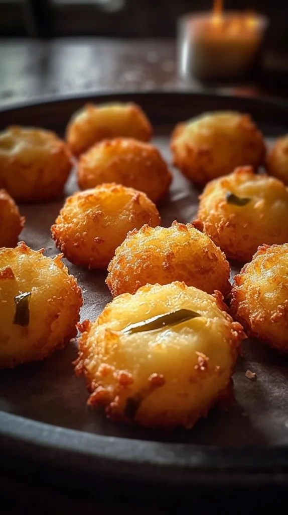 Delicious crispy pickle cheese bites arranged on a plate