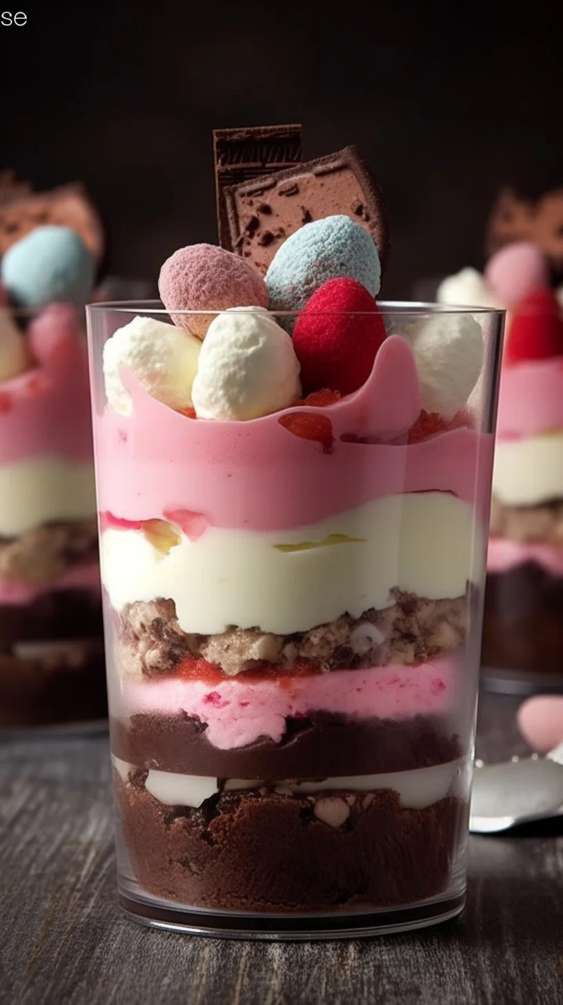 Delicious Easter Dirt Cups with chocolate pudding, crushed cookies, and candy toppings.