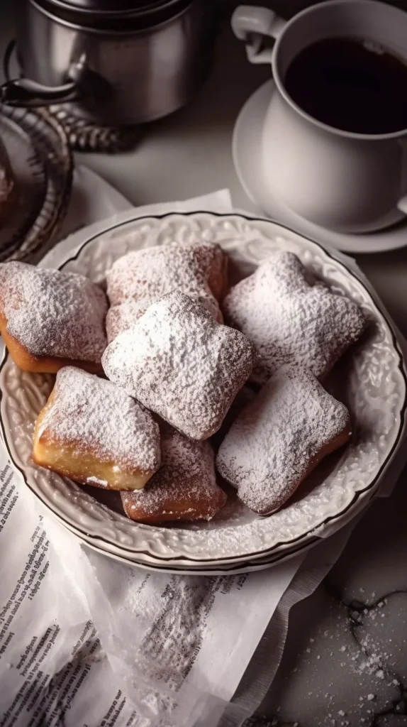 Delicious fluffy beignets dusted with powdered sugar