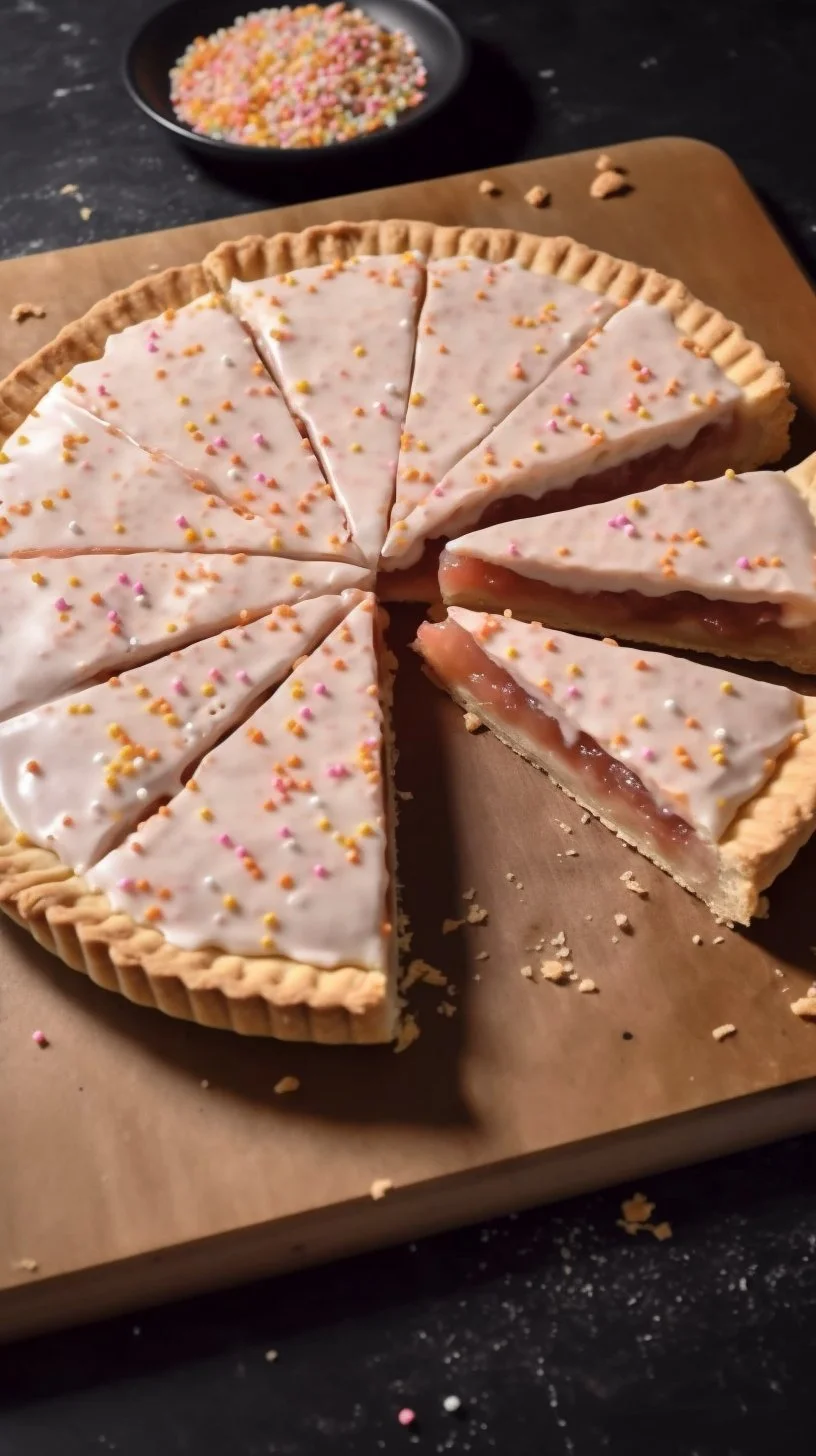 Giant Pop Tart in various flavors on a wooden table